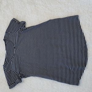 Navy and White Striped Dress with Buttons and Pockets